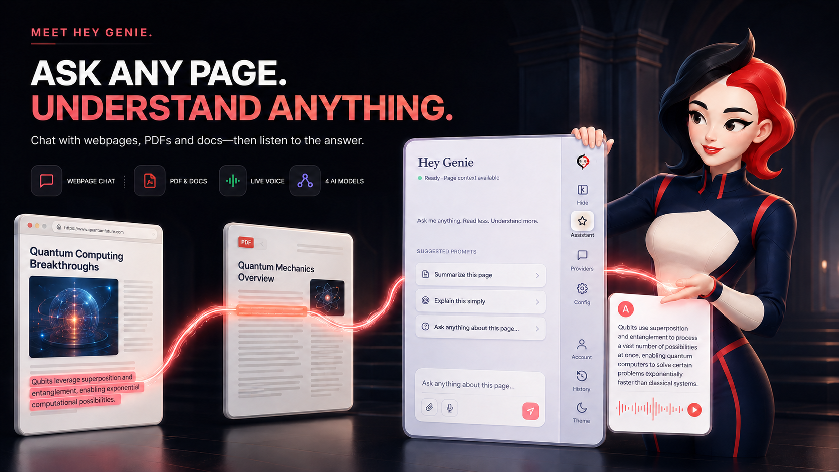 ASK ANY PAGE. UNDERSTAND ANYTHING. Hey Genie Main Hero Image
